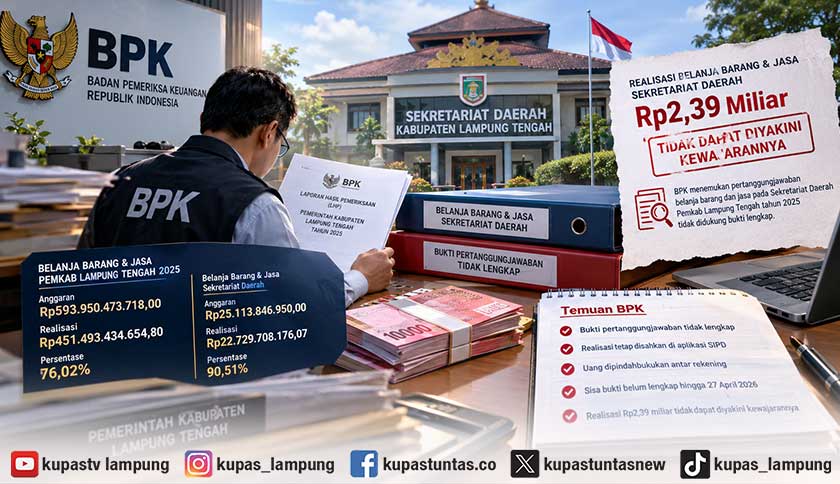 Belanja Barang-Jasa Sekretariat Daerah Pemkab Lampung Tengah Tak Wajar Capai 2,39 Miliar