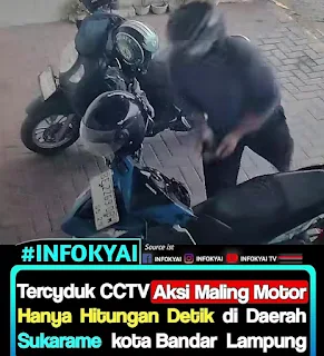Tercyduk CCTV! Aksi Maling Motor di Sukarame Bandar Lampung Hanya Hitungan Detik