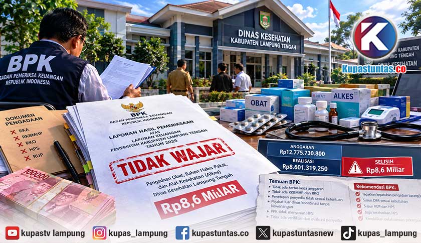 BPK Temukan Pengadaan Obat-Alkes Dinkes Lampung Tengah Rp8,6 Miliar Tak Wajar