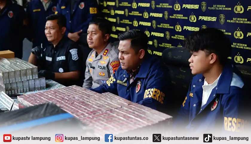 Polisi Gagalkan Pengiriman 1,68 Juta Batang Rokok Ilegal di Tol Tulang Bawang