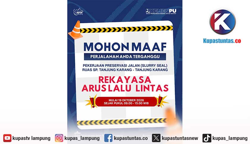 Perbaikan Jalan Teuku Umar–ZA Pagar Alam Bandar Lampung Dimulai, Satu Lajur Ditutup Bergantian