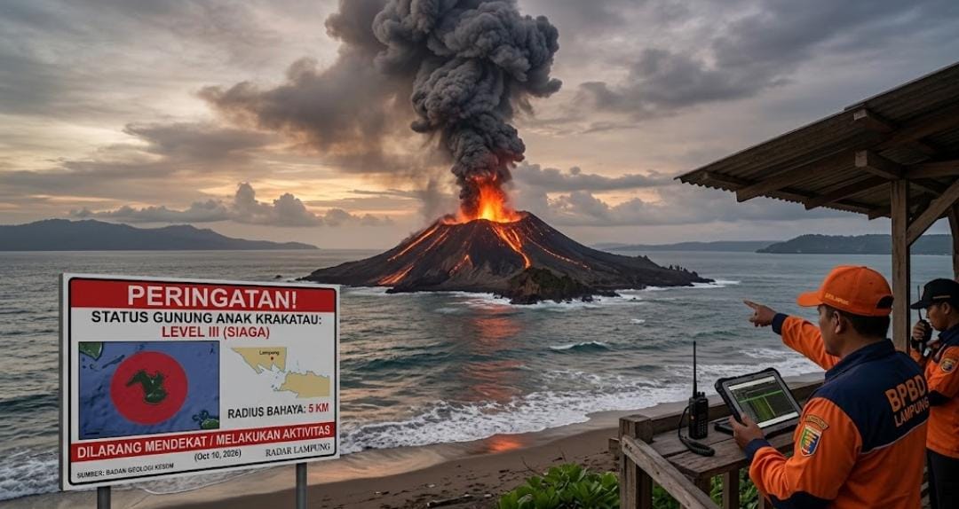 Aktivitas Gunung Anak Krakatau Naik Jadi Level Tiga, Masyarakat Diminta Jauhi Radius 5 Km