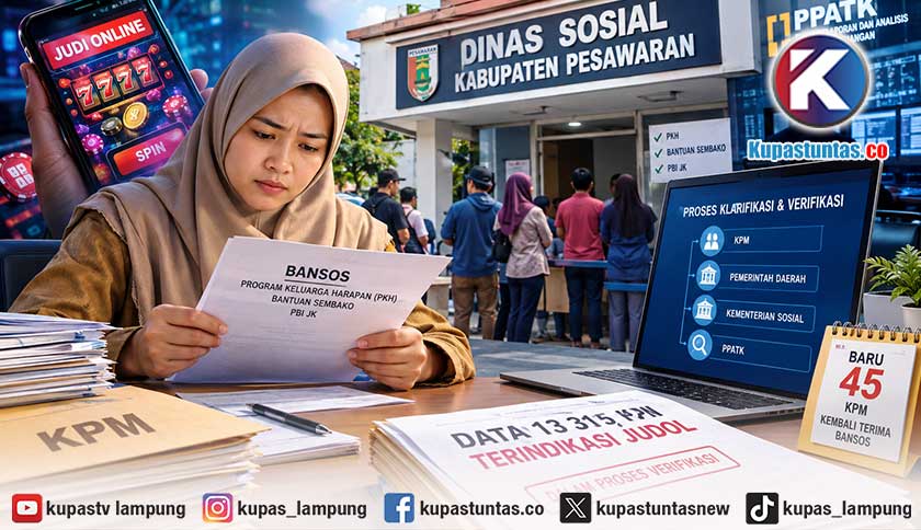 13.315 KPM di Pesawaran Masuk Daftar Indikasi Judol, Baru 45 Kembali Terima Bansos